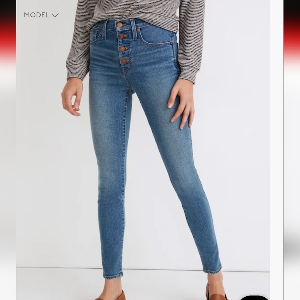 Madewell 10" High-Rise Skinny Button-Front TENCEL Jeans Size 28P NEW with Tags